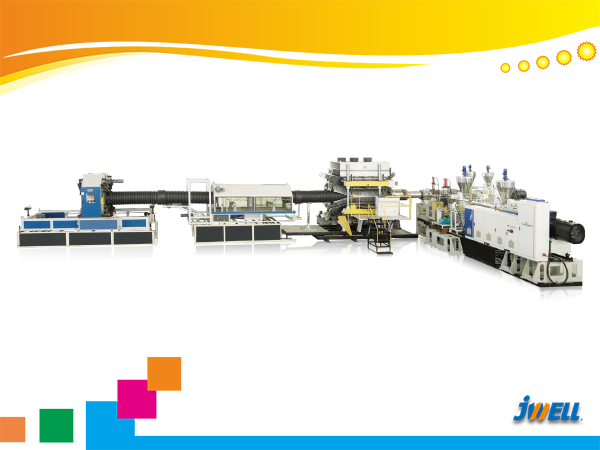 Jwell Parallel Twin-screw Extruder HDPE/PP ສາຍການຜະລິດທໍ່ Corrugated Double-wall